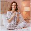 Women's Silk Satin Half Sleeve Button Down Pyjamas Set Loungewear