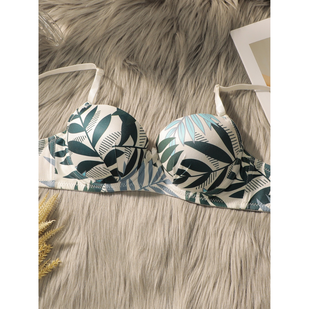 Pleasing Strings Women Floral Print Wired Push-Up Bra & Panty Set