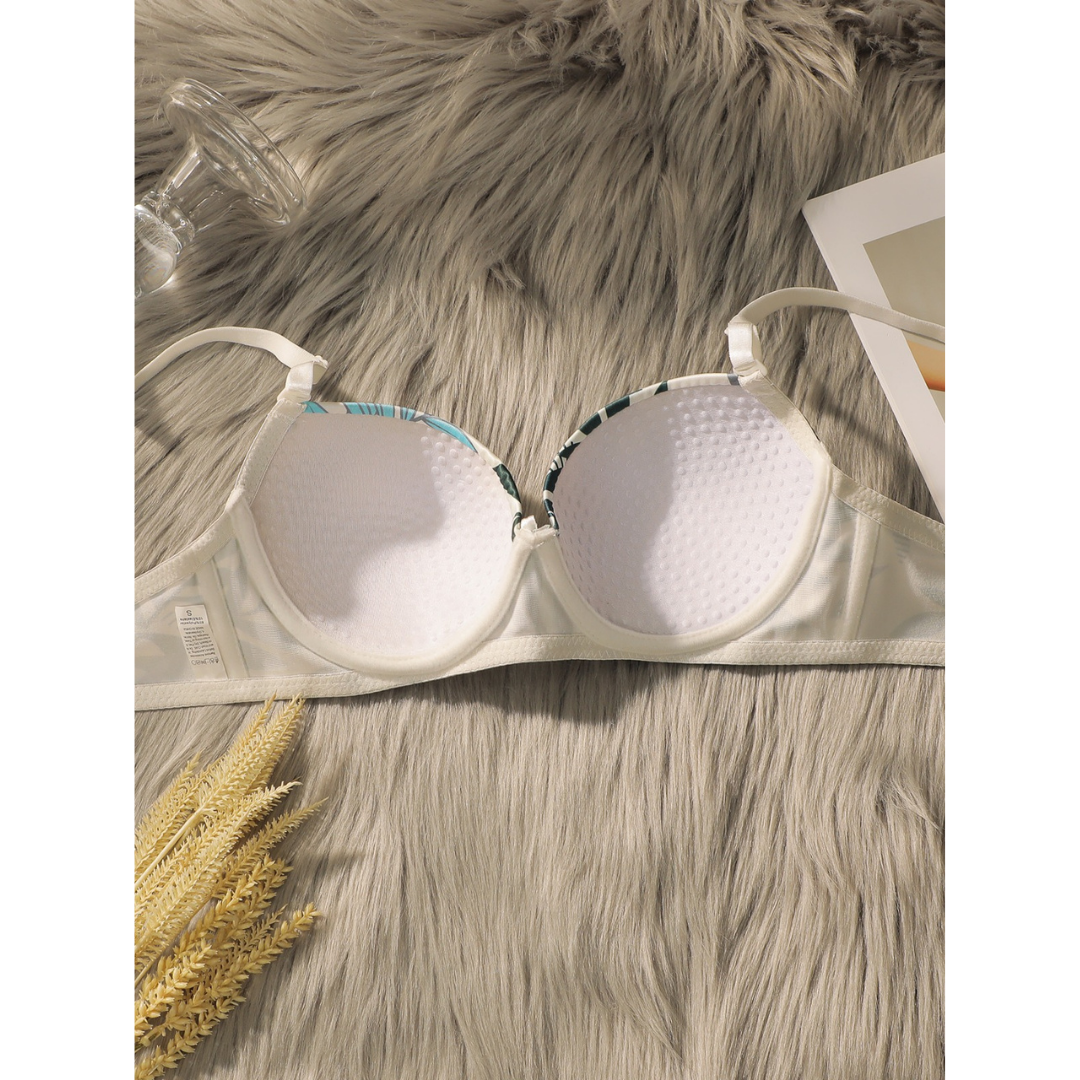 Pleasing Strings Women Floral Print Wired Push-Up Bra & Panty Set