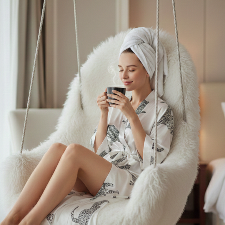 Pleasing Strings Women Silk Satin Leopard Print Robe