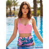 Pleasing Strings Women 2pcs Vintage Swimsuit Halter Neck with Ruched High Waist Bottom