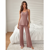 Women Ribbed Knit Button-Front Lounge Co-Ord Set | Women Ribbed Loungewear Set
