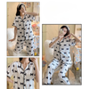 Women Classic Bow Print 3pc Nightwear Set | Women Loungewear Set