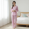Women Classic Full Sleeves Button Down Cotton Pj Set