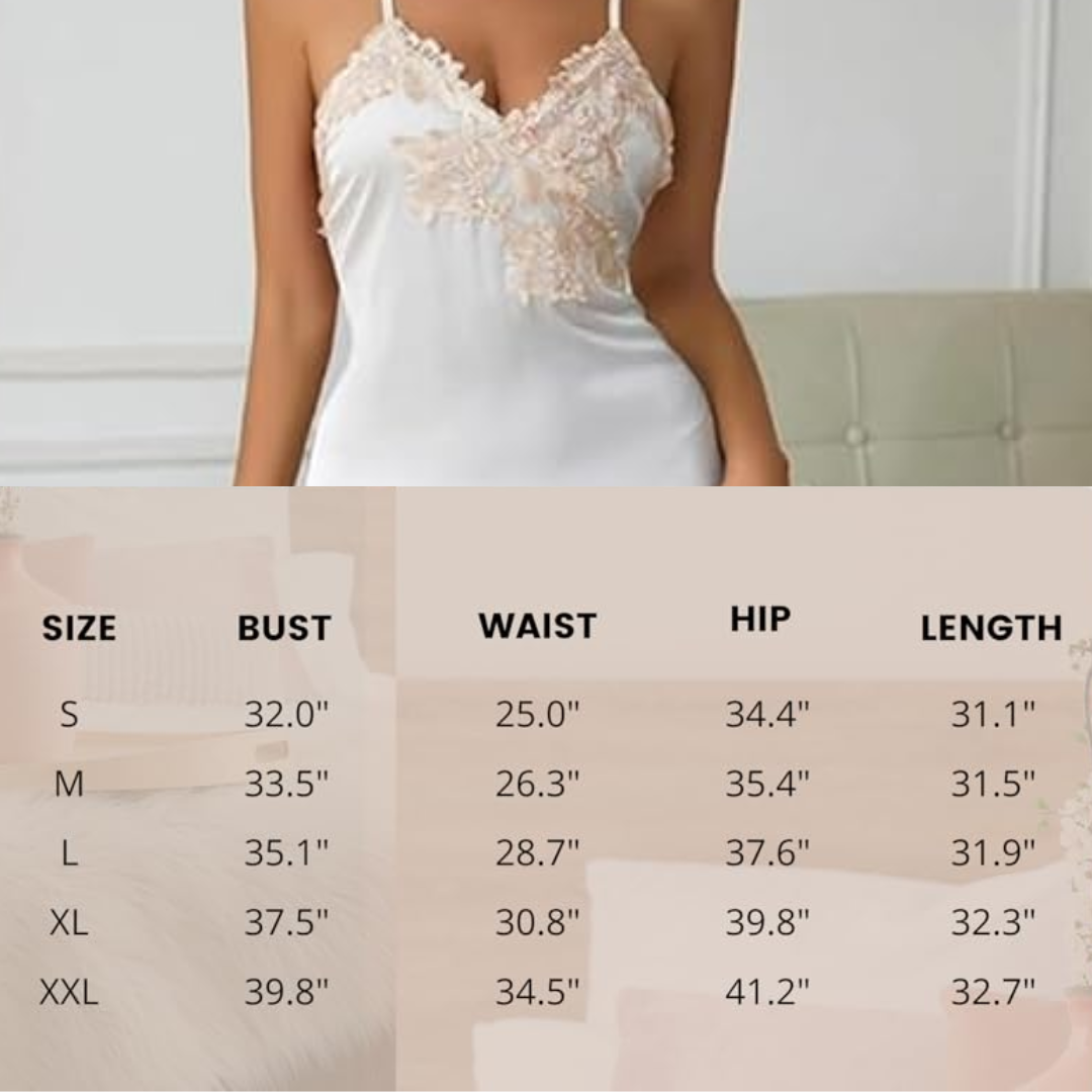 Women Satin Nightgown Silk Chemise V Neck Negligee Sleepwear with Adjustable Straps