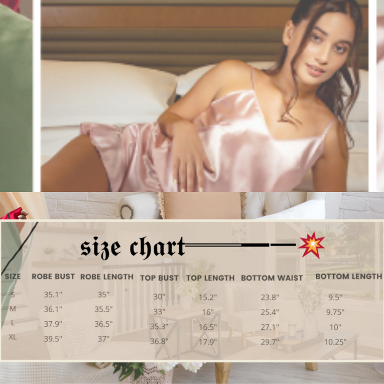Pleasing Strings 3pcs Satin Cami Top and Shorts with Robe Sleepwear for Women