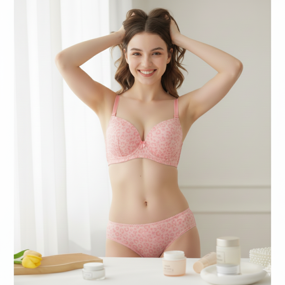 Pleasing Strings Women Floral Print Wired Push-Up Bra & Panty Set