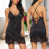 Pleasing Strings Women Satin Nightgown Lace Chemise Spaghetti Strap Sleepwear