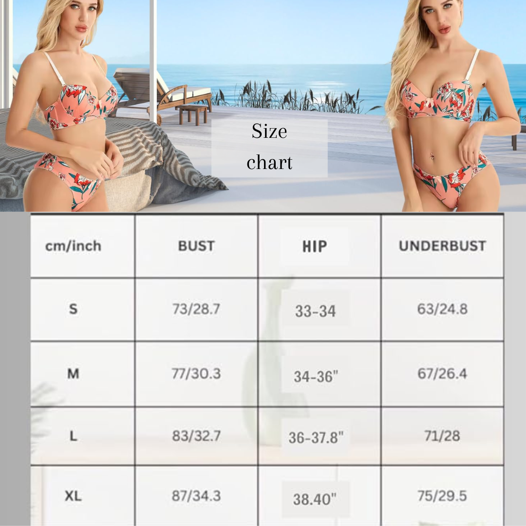 Pleasing Strings Women Floral Print Wired Push-Up Bra & Panty Set