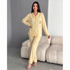 Pleasing Strings Women's Yellow Check Print Night Suit Set