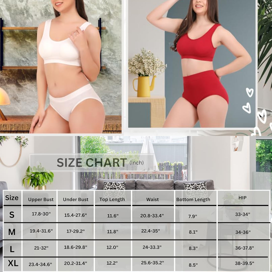 Pleasing Strings Women's Wireless Ribbed Knit Bra & Panty Set