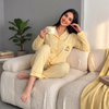 Pleasing Strings Women's Yellow Check Print Night Suit Set