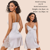 Pleasing Strings Women Satin Nightgown Side Lace Cami Night Dress