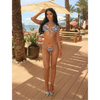 Pleasing Strings Zebra Stripe Side Tie Swimwear Bikini Set
