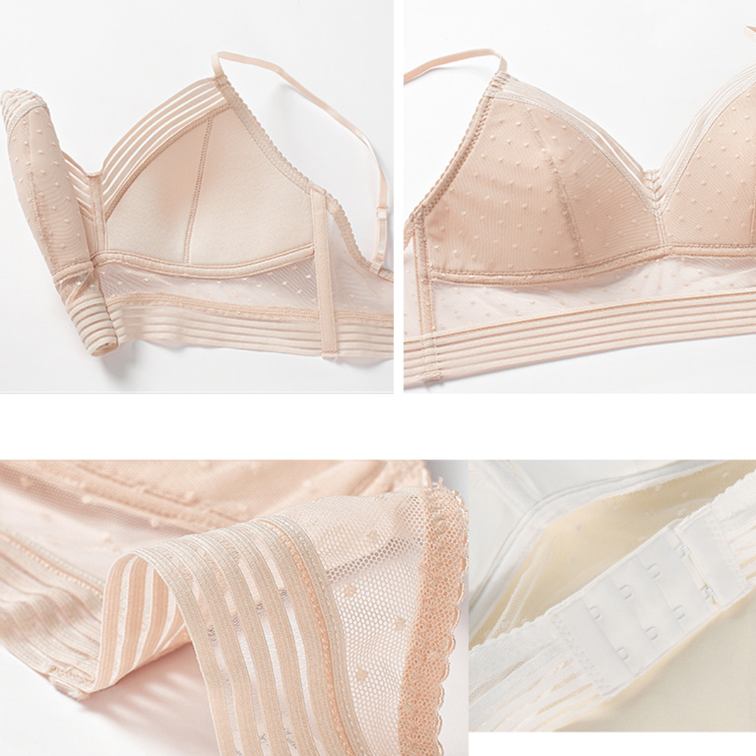 Women Low Back Wireless Lifting Lace Bra Set