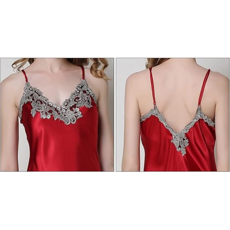 Pleasing Strings Women's Lace Silk Satin Nightgown