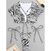 Pleasing Strings Zebra Stripe Side Tie Swimwear Bikini Set