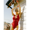 Pleasing Strings 1pc Women Padded Wireless Deep V Neck Swimsuit