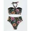 Pleasing Strings Women Floral Print Halter Neck High Waisted Bikini Set