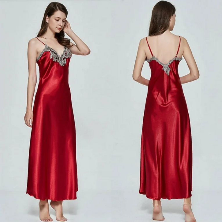 Pleasing Strings Women's Lace Silk Satin Nightgown