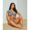 Pleasing Strings Zebra Stripe Side Tie Swimwear Bikini Set