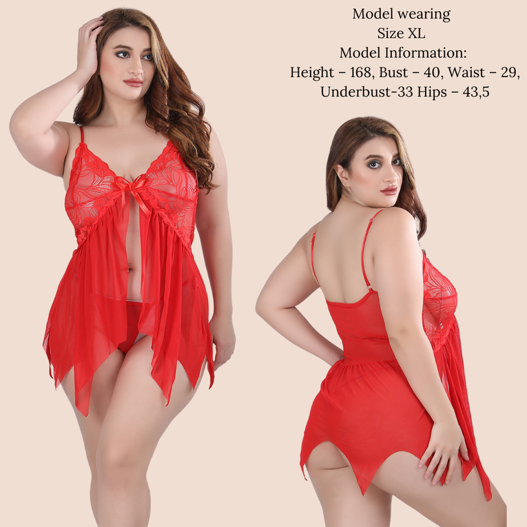Pleasing Strings Women Lacy Babydoll Lingerie Sleepwear