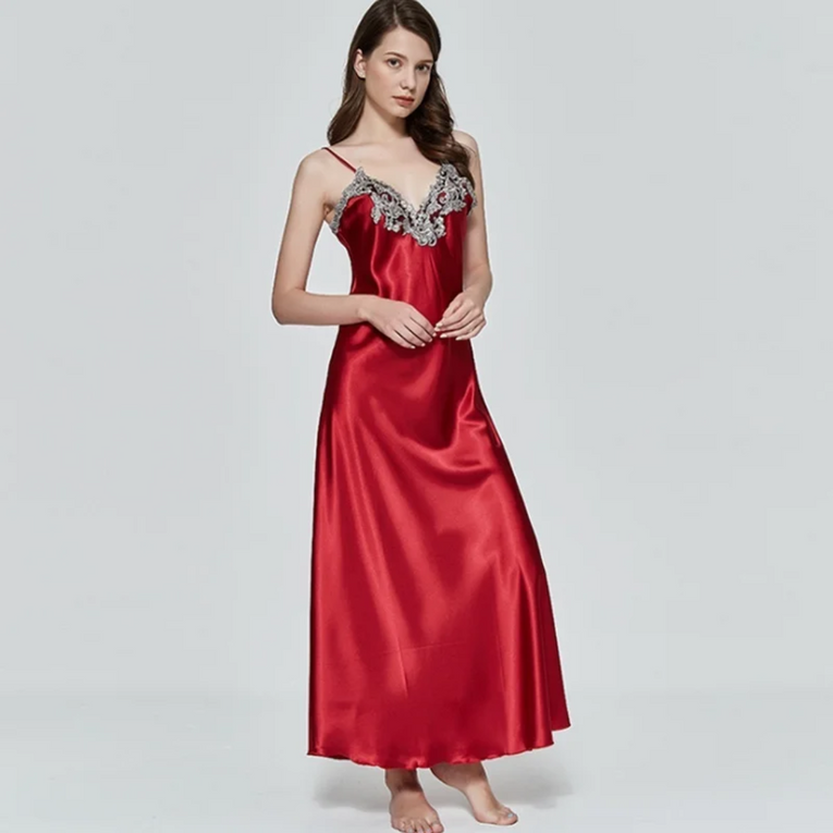 Pleasing Strings Women's Lace Silk Satin Nightgown