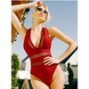 Pleasing Strings 1pc Women Padded Wireless Deep V Neck Swimsuit