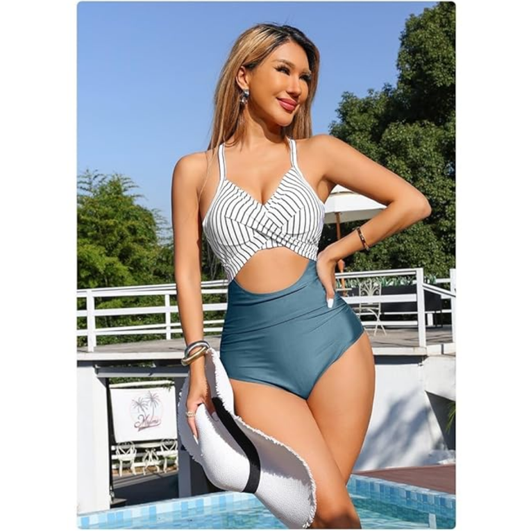 Pleasing Strings Women's 1pc Tummy Control High Waist Cutout Swimsuit