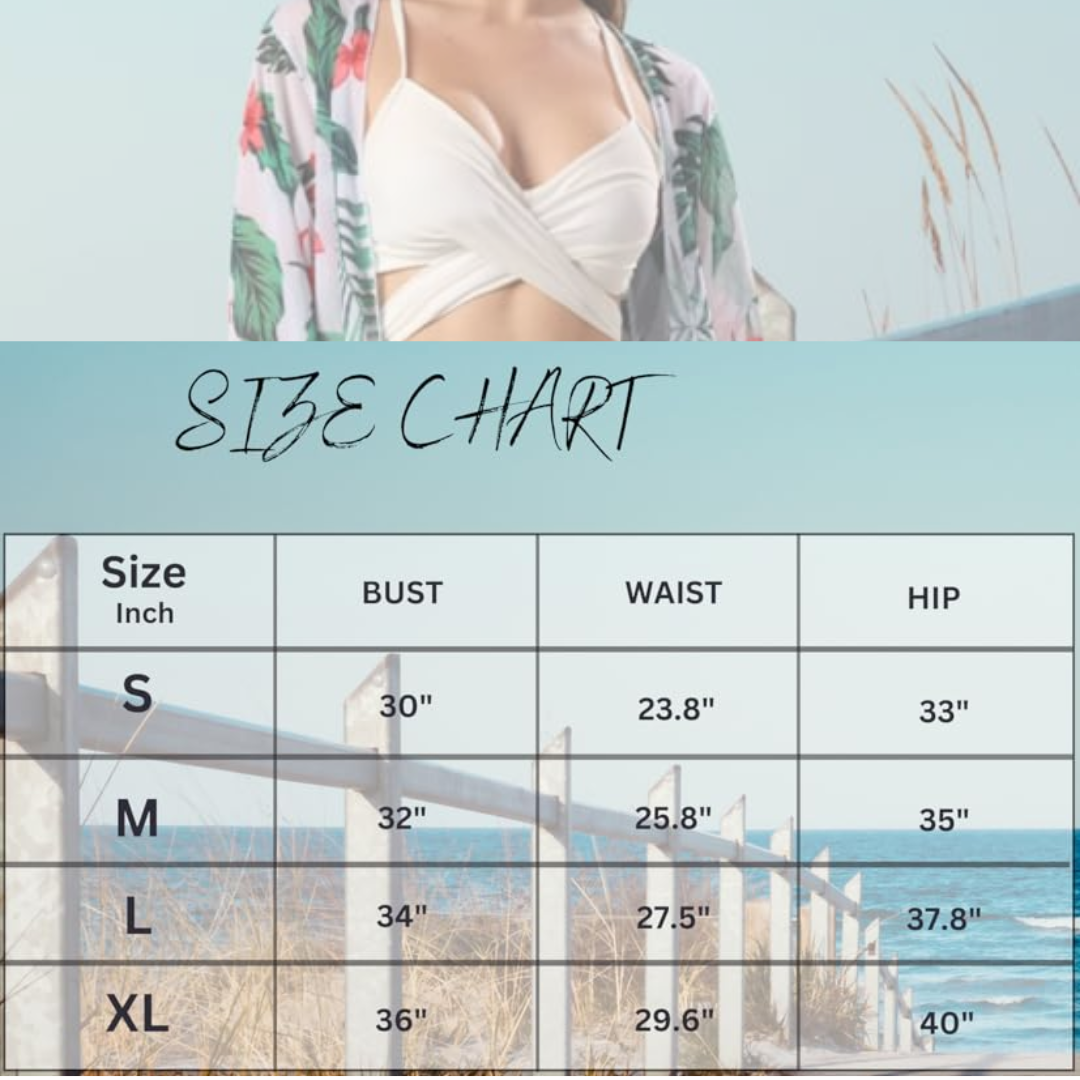 Pleasing Strings Women's 3Pcs Floral Print Bikini Cover Up Set