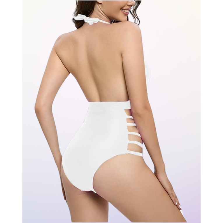 Sexy Deep Plunge Halterneck Strappy Swimsuit