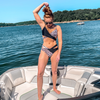 Women 2pc Leopard Print Criss-Cross Back Tie Swimsuit