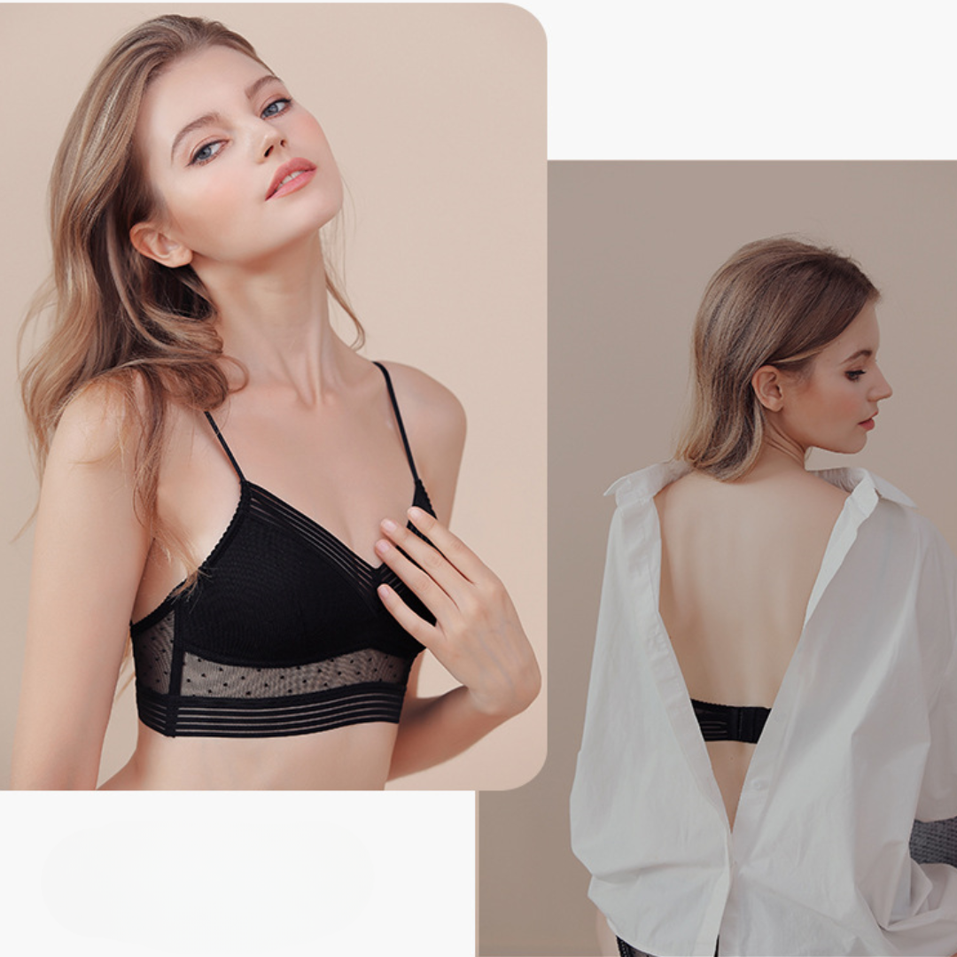 Women Low Back Wireless Lifting Lace Bra Set