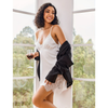 Pleasing Strings Women Satin Nightgown Side Lace Cami Night Dress