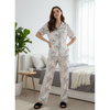 Women's Silk Satin Half Sleeve Button Down Pyjamas Set Loungewear