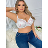 Pleasing Strings Women Floral Print Lace Trim Non-Padded Plus Size Bra Set