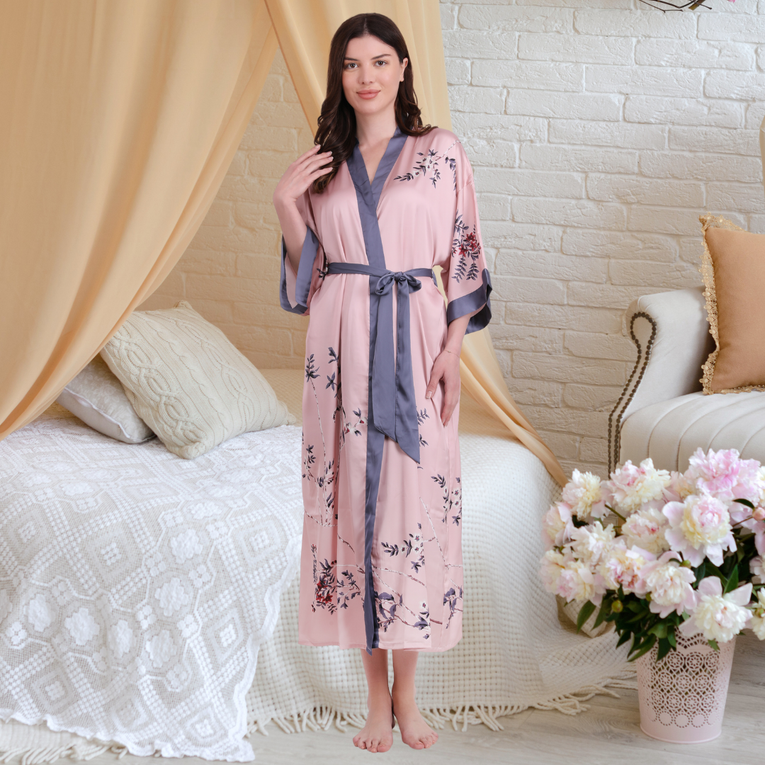 Pleasing Strings Women's Floral Printed Robe Bathrobe Satin Robes