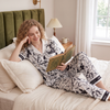 Pleasing Strings Women's Silk Satin Half Sleeve Button Down Pyjamas Set Loungewear