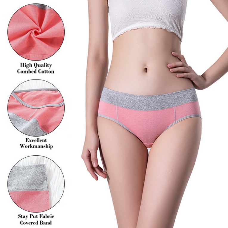 Pleasing Strings Women's Cotton Underwear High Waist Stretch Briefs Soft Underpants Set of 3