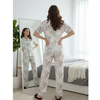 Women's Silk Satin Half Sleeve Button Down Pyjamas Set Loungewear