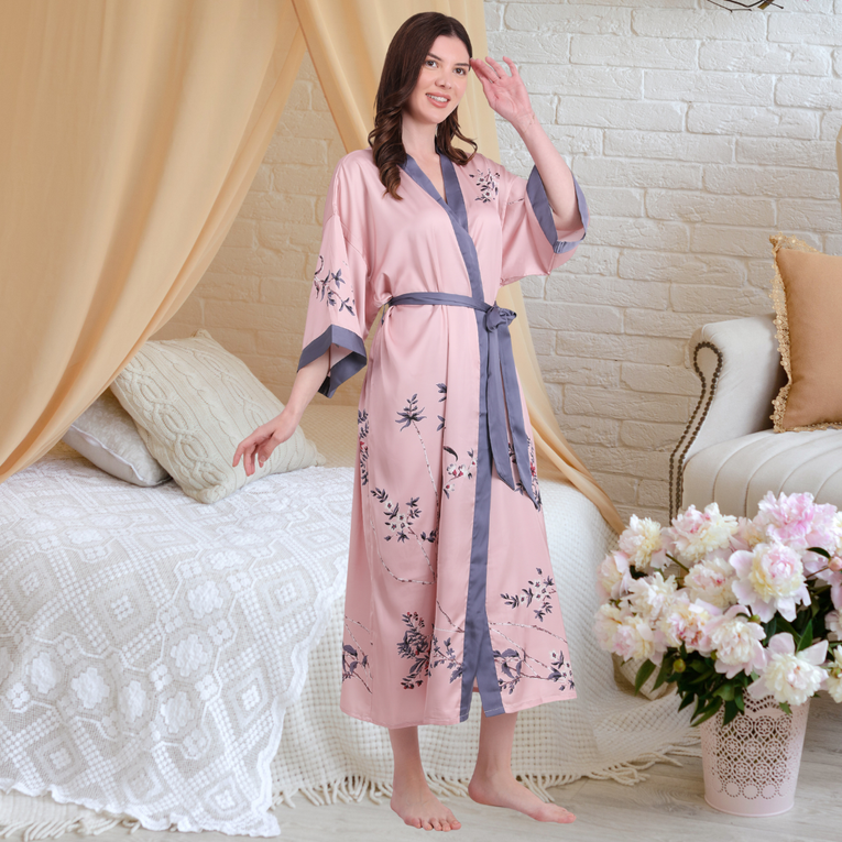 Pleasing Strings Women's Floral Printed Robe Bathrobe Satin Robes