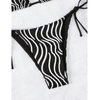 Pleasing Strings Women 2pc Zebra Striped Halter Triangle Side Tie Bikini Set
