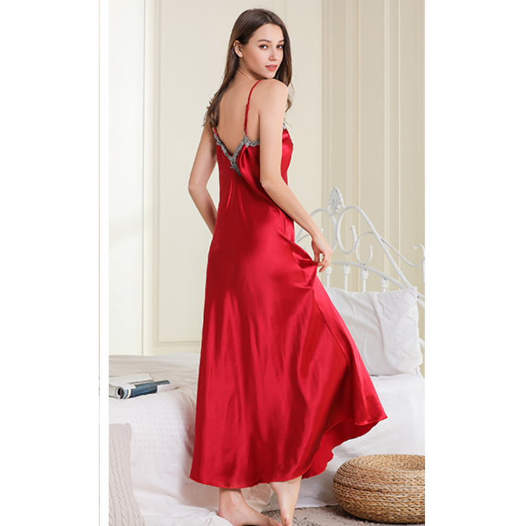 Pleasing Strings Women's Lace Silk Satin Nightgown