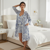 Pleasing Strings Women's 3pc Blue Toile Print Satin Pj Robe Set