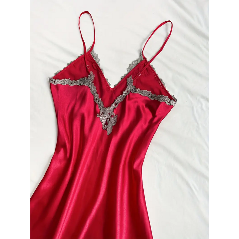 Pleasing Strings Women's Lace Silk Satin Nightgown