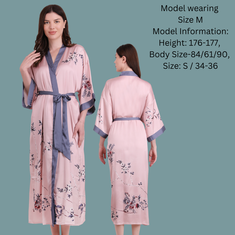 Pleasing Strings Women's Floral Printed Robe Bathrobe Satin Robes