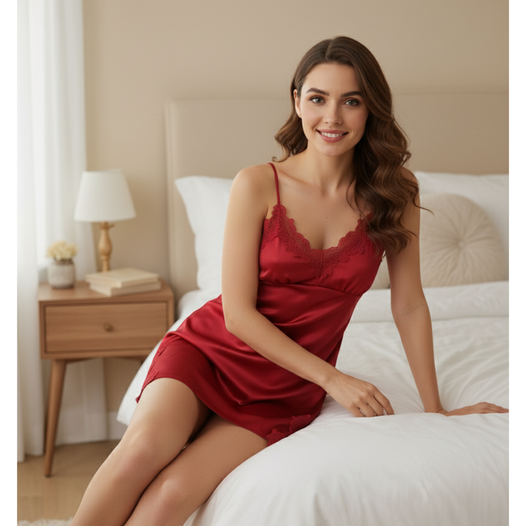 Pleasing Strings Women Cami Short Pyjamas with Robe 5 Pc Set