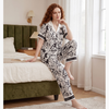 Pleasing Strings Women's Silk Satin Half Sleeve Button Down Pyjamas Set Loungewear