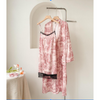 Pleasing Strings Women's 2pc Red Toile Print Satin Robe Set with Matching Scrunchy