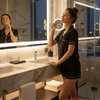 Pleasing Strings Women's 2pcs Silk Satin Button Down Short PJ Set